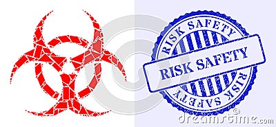Debris Mosaic Biohazard Icon with Risk Safety Scratched Seal Vector Illustration