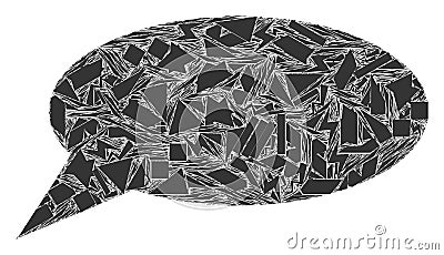 Debris Mosaic Message Cloud Icon Vector Illustration