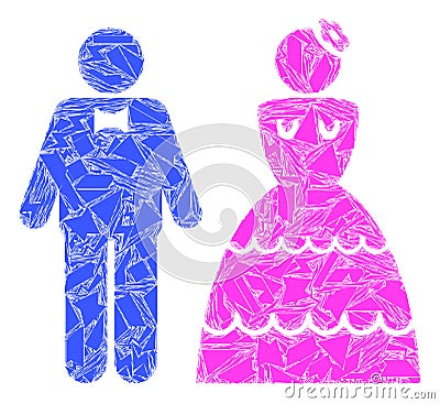 Debris Mosaic Wedding Pair Icon Vector Illustration