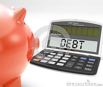 Debt Calculator Shows Credit Arrears Or Liability Stock Photo