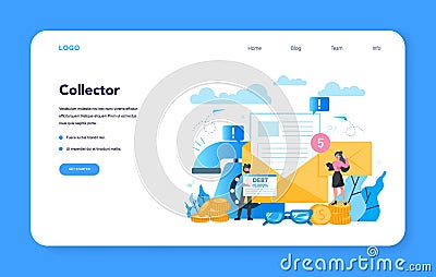 Debt collector web banner or landing page. Pursuing payment Vector Illustration