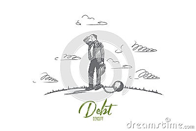 Debt concept. Hand drawn isolated vector Vector Illustration