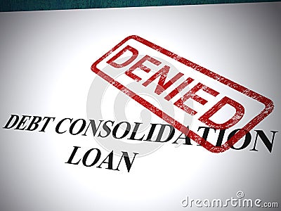 Debt consolidation loan denied means liability still owed - 3d illustration Cartoon Illustration