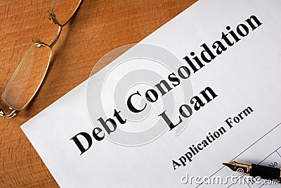 Debt consolidation loan form. Stock Photo