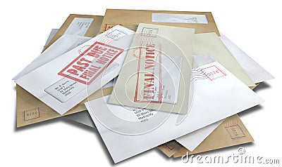 Debt Envelope Scattered Stack Stock Photo