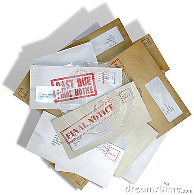 Debt Envelope Scattered Stack Stock Photo