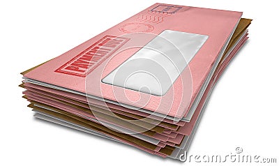 Debt Envelope Stack Stock Photo