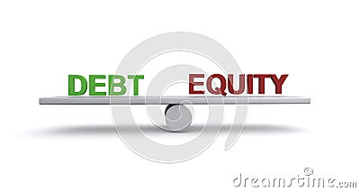 Debt equity balance on white Stock Photo