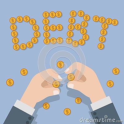 Debt financial banking business flat vector isometric 3d Vector Illustration