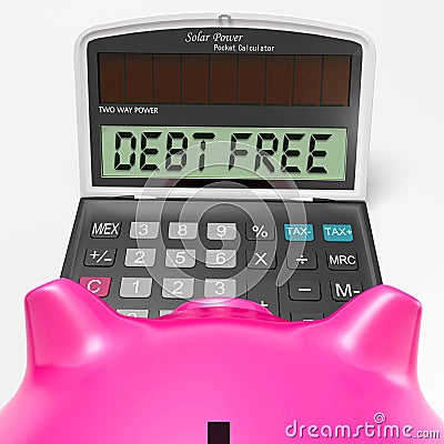 Debt Free Calculator Means No Liabilities Or Debts Stock Photo