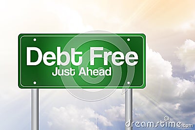 Debt Free Green Road Sign Stock Photo