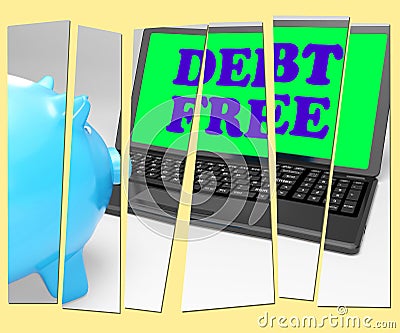 Debt Free Piggy Bank Shows No Debts And Financial Freedom Stock Photo