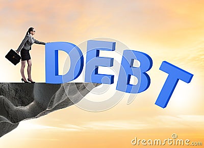 Debt and loan concept with businesswoman Stock Photo