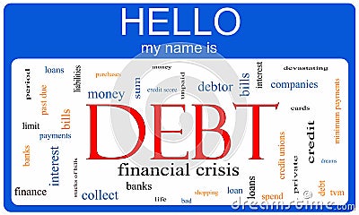 Debt Word Cloud Nametag Concept Stock Photo
