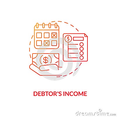 Debtor income red gradient concept icon Vector Illustration