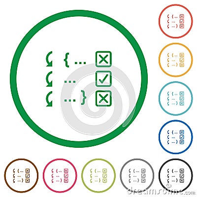 Debugging program flat icons with outlines Stock Photo