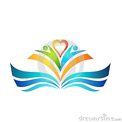 Education logo with community. Vector Illustration