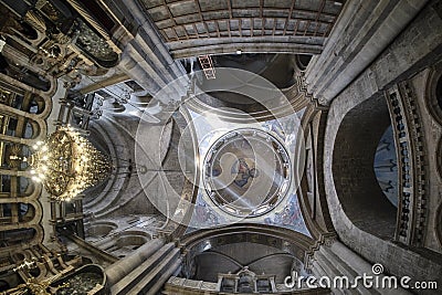 DEC 2019 - ceiling in the Church of the Holy Sepulcher - Stone of Unction in Jerusalem, Israel Stock Photo