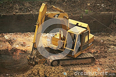 09-Dec-2020, Dhaka, Bangladesh.Construction work is going on with the excavator Editorial Stock Photo
