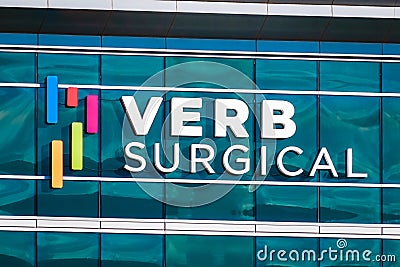 Dec 23, 2019 Santa Clara / CA / USA - Verb Surgical headquarters in Silicon Valley; Verb Surgical is a startup formed between Editorial Stock Photo
