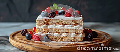 Decadent Cake Topped With Berries Stock Photo