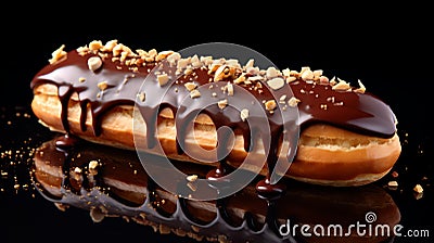 Decadent Caramel Dipped Donut With Toasted Nuts And Chocolate Drizzle Stock Photo