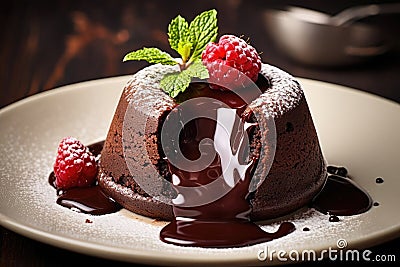 Decadent Chocolate Fondant: Gooey and Irresistible Delight for Chocolate Lovers Stock Photo