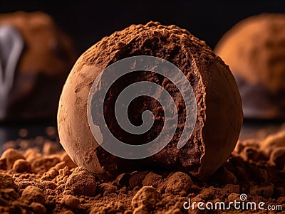 The Decadent Detail of a Chocolate Truffle Stock Photo