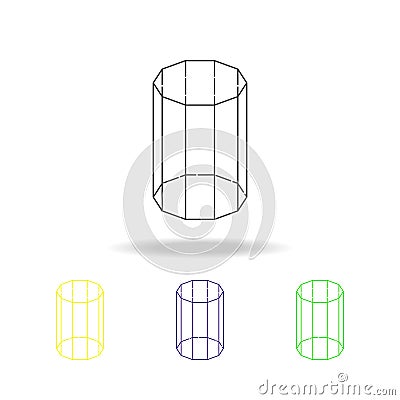 decagonal prism colored icon. Can be used for web, logo, mobile app, UI, UX Stock Photo