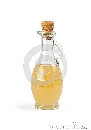 Decanter with apple vinegar isolated Stock Photo