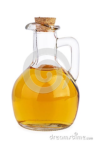 Decanter with apple vinegar isolated Stock Photo