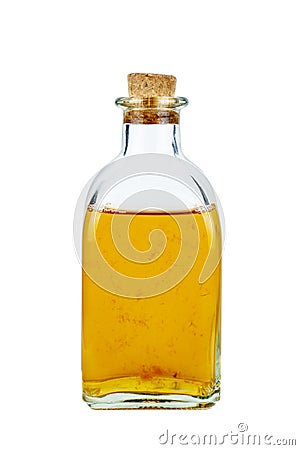 Decanter with apple vinegar isolated Stock Photo