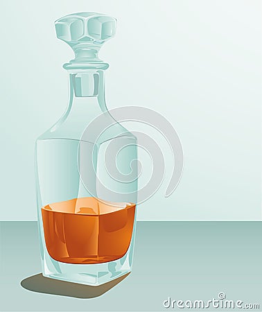 Decanter with a drink on gradient a background Vector Illustration