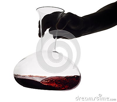 Decanter with red wine Stock Photo