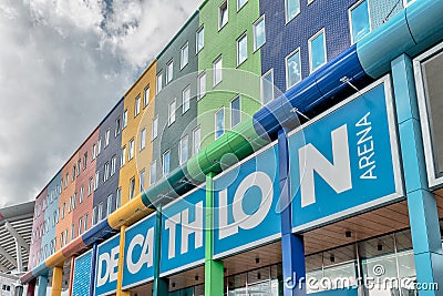 Decathlon ArenA, Buy all your sportswear, sports shoes and other sports items online and offline at Decathlon Editorial Stock Photo
