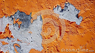 Decay orange color wall Stock Photo