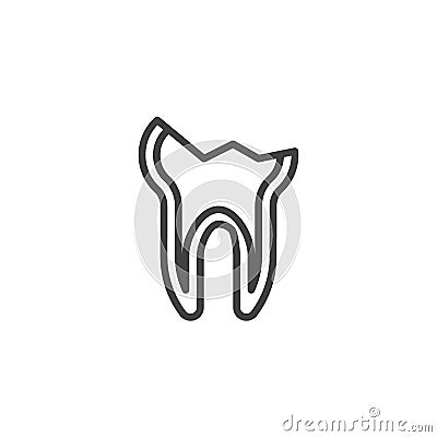 Decayed teeth line icon Vector Illustration