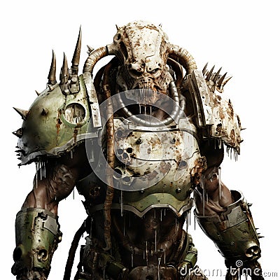 Decayed Warhammer 40k Man From Hell Armor: Ultra Realistic Portrait Stock Photo