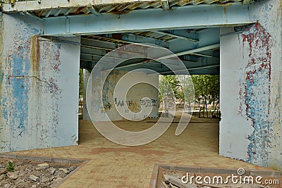 A decaying metal structure Stock Photo