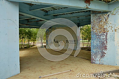 A decaying metal structure Stock Photo