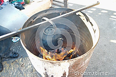 December 26, Kiev, Ukraine: Euromaidan, Maydan, Maidan detailes of barricades and cooking food for crowd Khreshchatik street Editorial Stock Photo