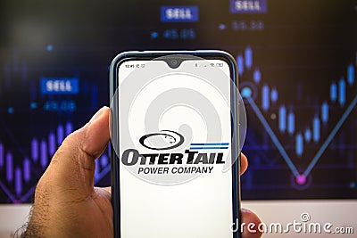 December 9, 2020, Brazil. In this photo illustration the Otter Tail Corporation logo seen displayed on a smartphone Cartoon Illustration