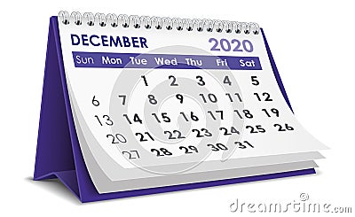 December 2020 Calendar Vector Illustration