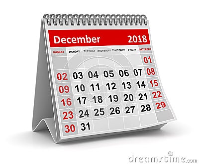 December 2018 - Calendar Stock Photo