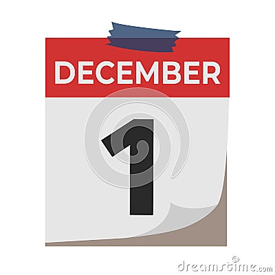 December 1. Calendar icon isolated on white background. Event concept. Birthday concept. Vector Illustration