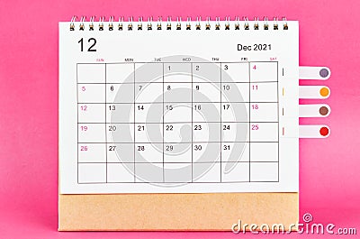 December 2021 calendar Stock Photo