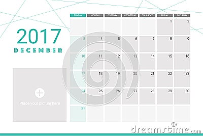 December 2017 calendar Vector Illustration