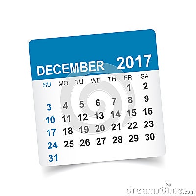 December 2017 calendar Vector Illustration