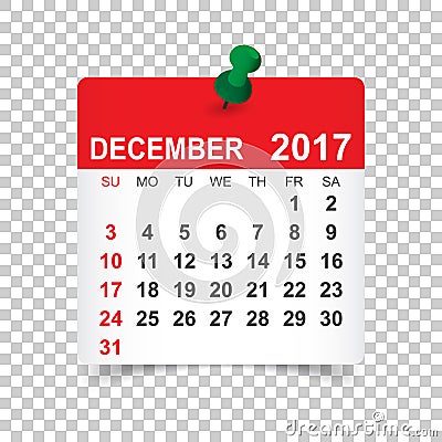 December 2017 Calendar Vector Illustration