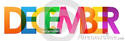 DECEMBER colorful overlapping letters vector banner Stock Photo